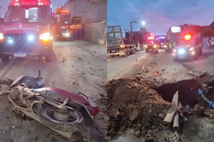 ao-desviar-de-buraco,-mulher-sofre-grave-acidente-de-moto-em-rua-de-sc