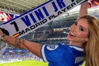 virginia-ignora-protesto-de-torcedores-do-real-madrid-e-apoia-vini-jr-no-bernabeu:-me-deixa