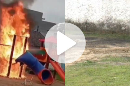 fogo-no-parquinho:-brinquedo-e-incendiado-pela-segunda-vez-e-some-de-praca-de-itajai