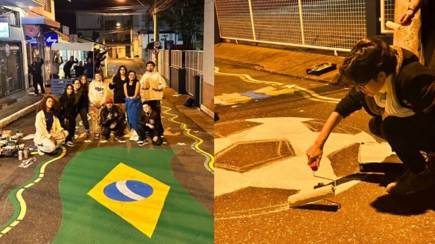fotos:-bar-reune-clientes-e-artistas-para-pintar-rua-de-sc-para-copa-do-mundo