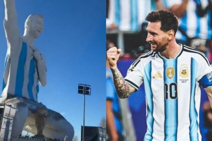 estatua-de-26-metros-de-messi-viraliza-por-aparencia-e-rende-memes-nas-redes;-veja