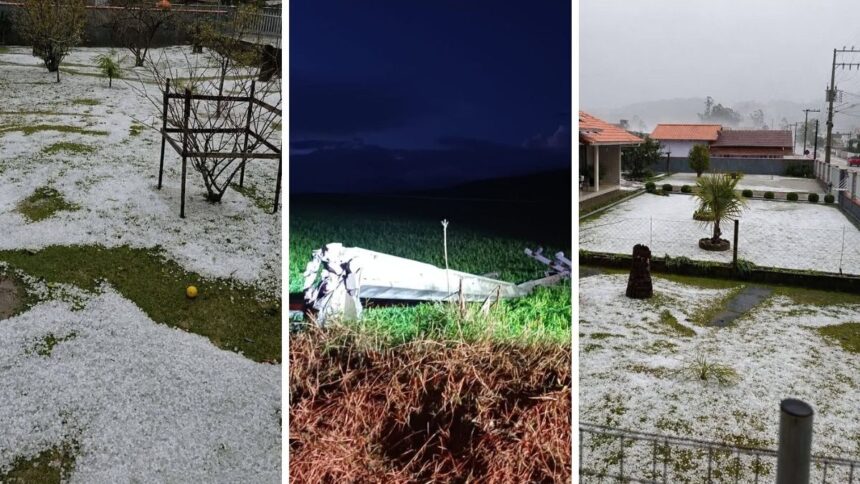 video:-forte-temporal-de-granizo-cobre-bairros-de-cidade,-assusta-moradores-e-causa-estragos-em-sc