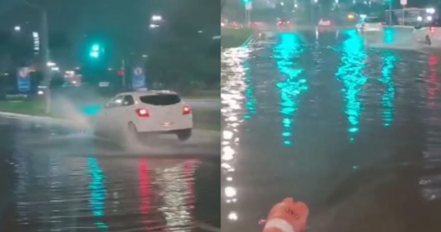 agua-na-pista-bloqueia-trecho-que-da-acesso-a-ponte-e-gera-fila-quilometrica-em-florianopolis