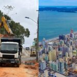 estrada-de-barro-que-vai-servir-de-rota-de-fuga-das-filas-na-br-101-para-praia-de-sc-sera-fechada-para-explosao-de-rochas